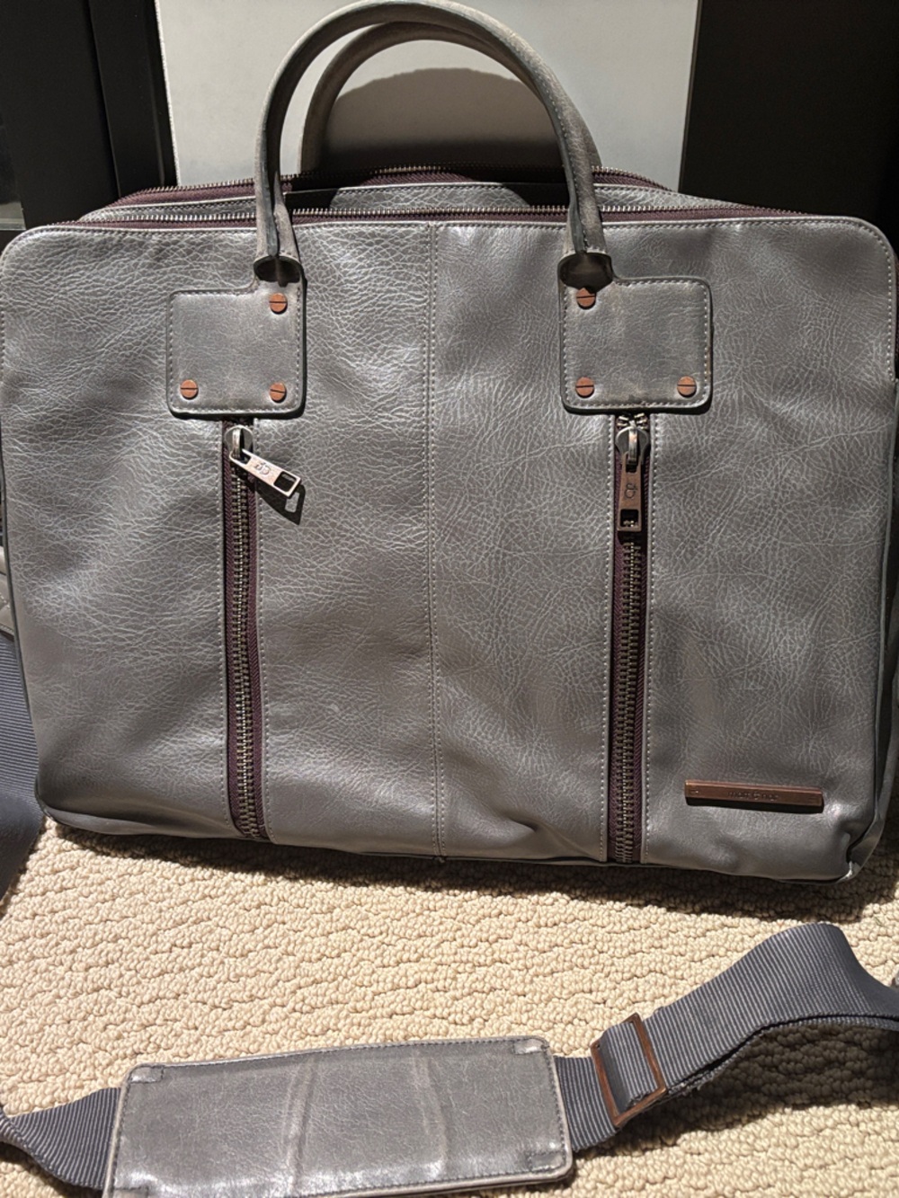 Matt & Nat Gray Vegan Leather Laptop Bag